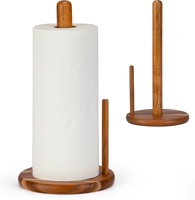 Acacia Wood Paper Towel Holder Countertop, Wooden